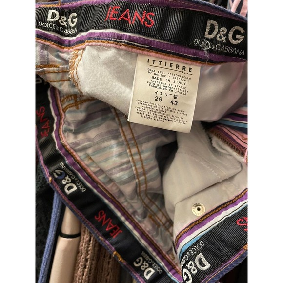 D & G Dolce & Gabbana Purple Striped Cropped Pants Jeans - Picture 4 of 6